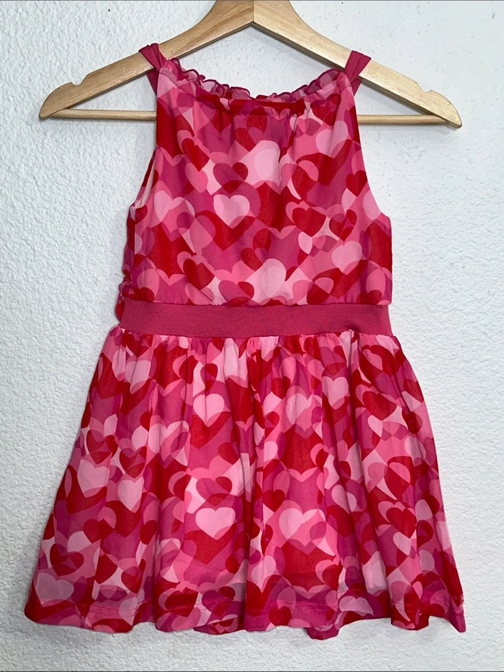 American Girl Red Hearts Ruffle Dress Sleeveless Youth Girls Size 7